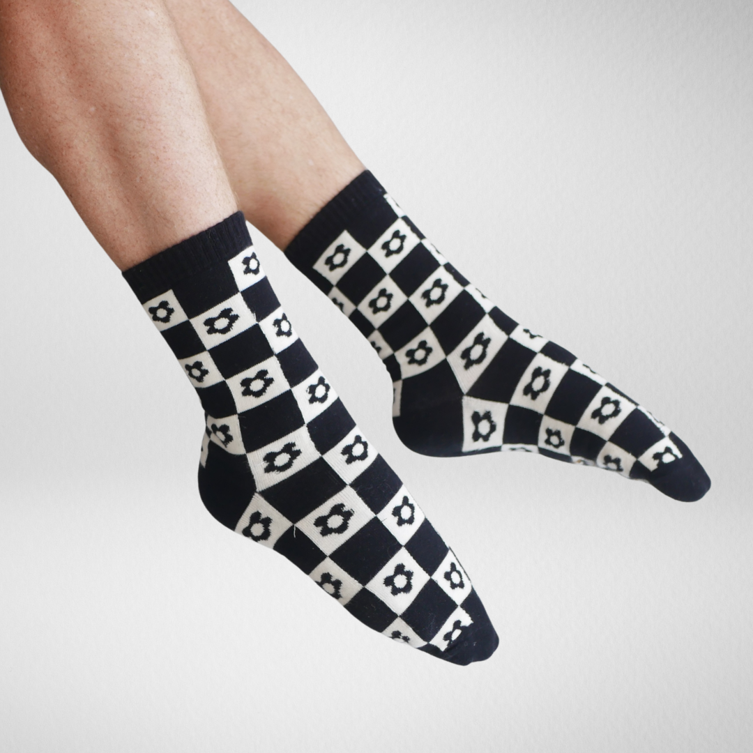 Checkered Flower Socks