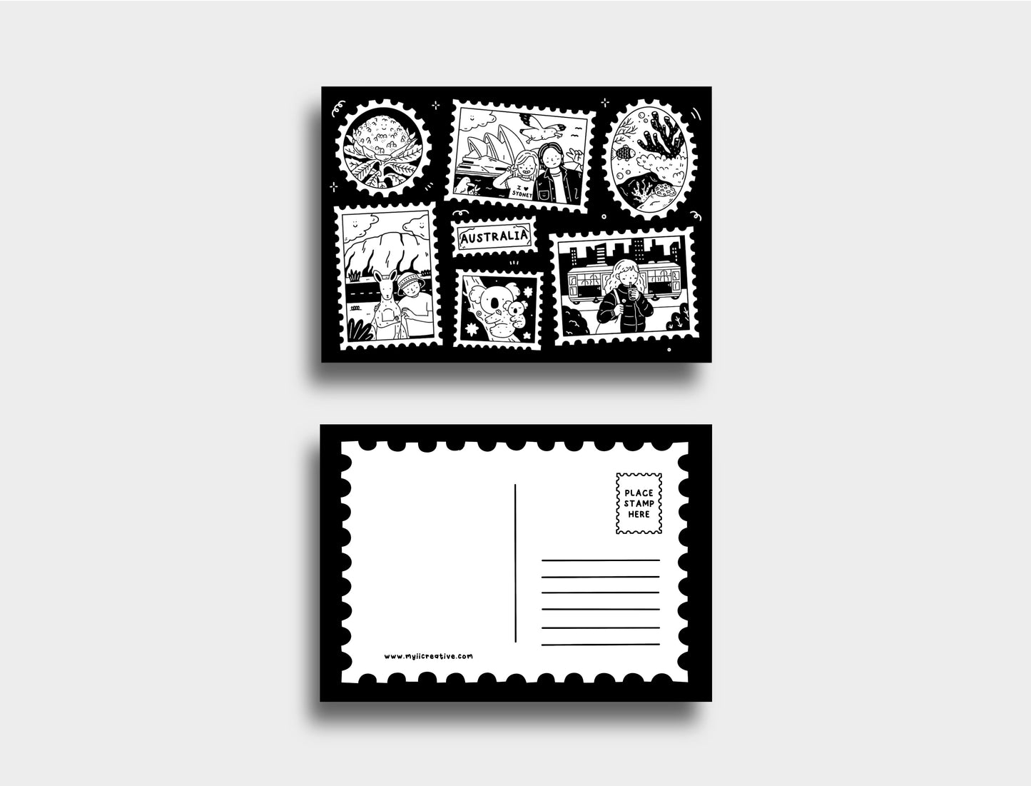 Australian Stamps Postcard