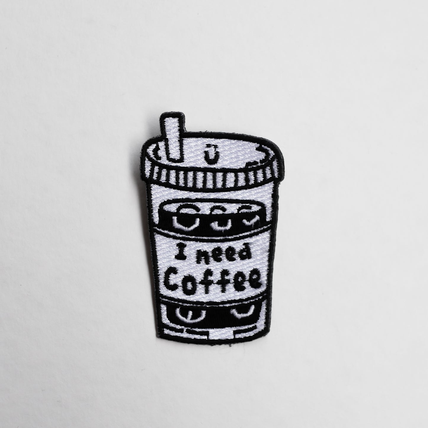 I Need Coffee Embroidered Brooch