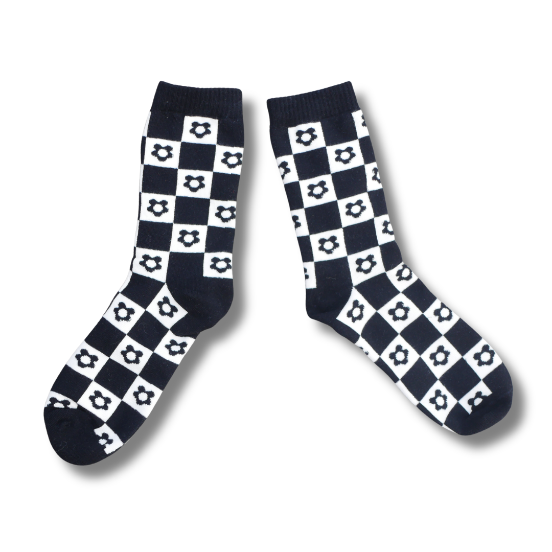 Checkered Flower Socks