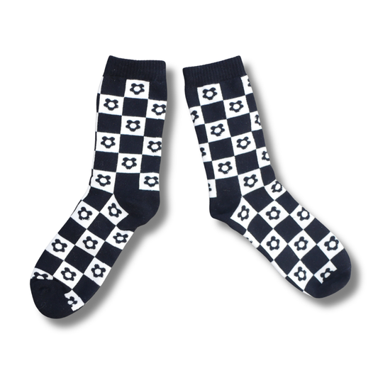 Checkered Flower Socks
