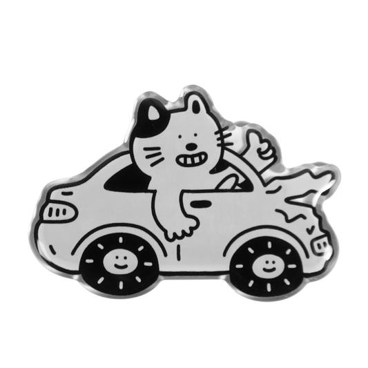 Driving Cat Acrylic Magnets