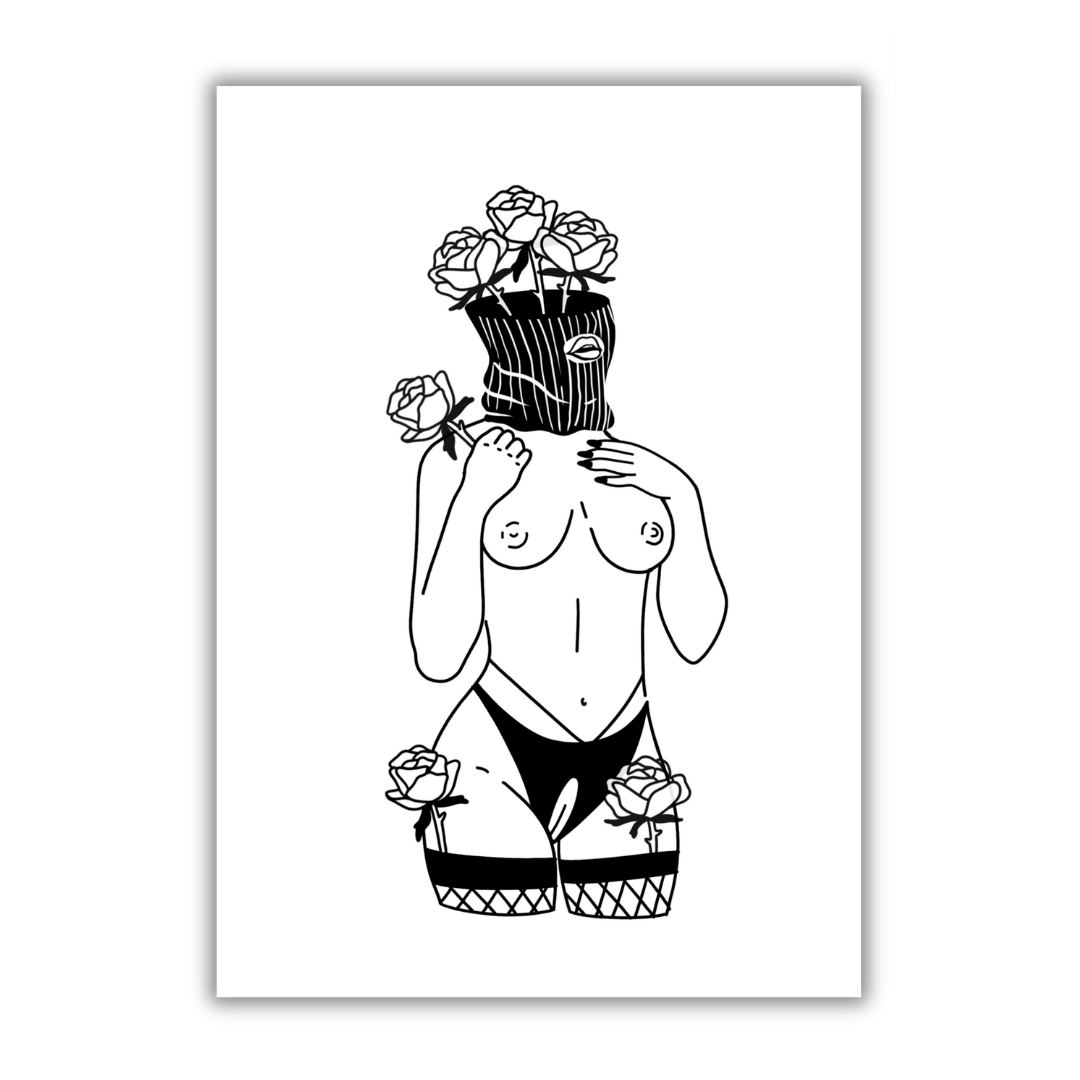 Naked Mask Girl Art Print