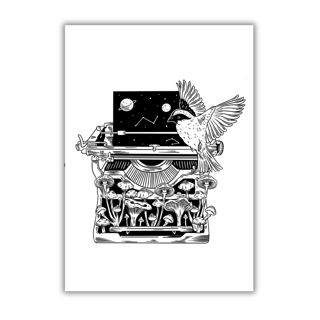 Mushroom Typewriter Art Print