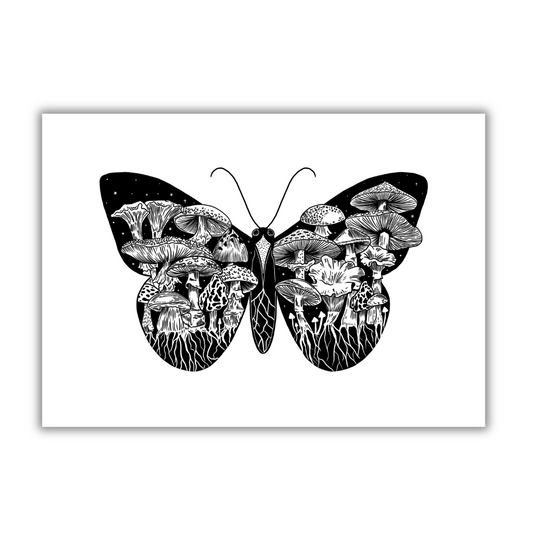 Mushroom Butterfly Art Print
