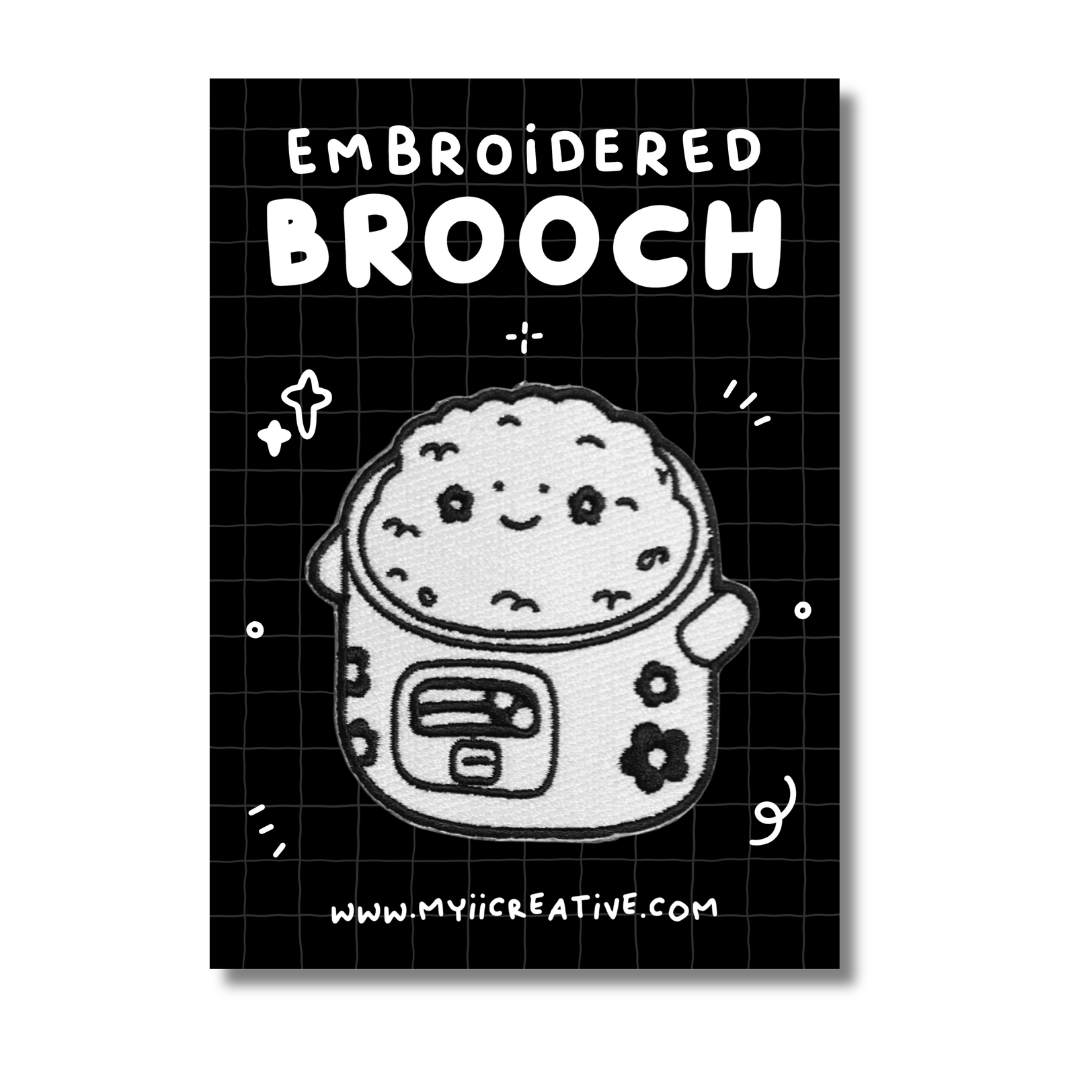 Rice Cooker Embroidered Brooch