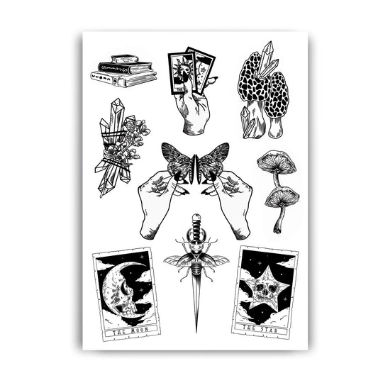Witchy Permanent Tattoo Sheet