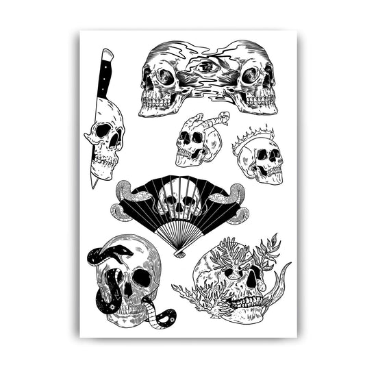 Skull Semi Permanent Tattoo Sheet