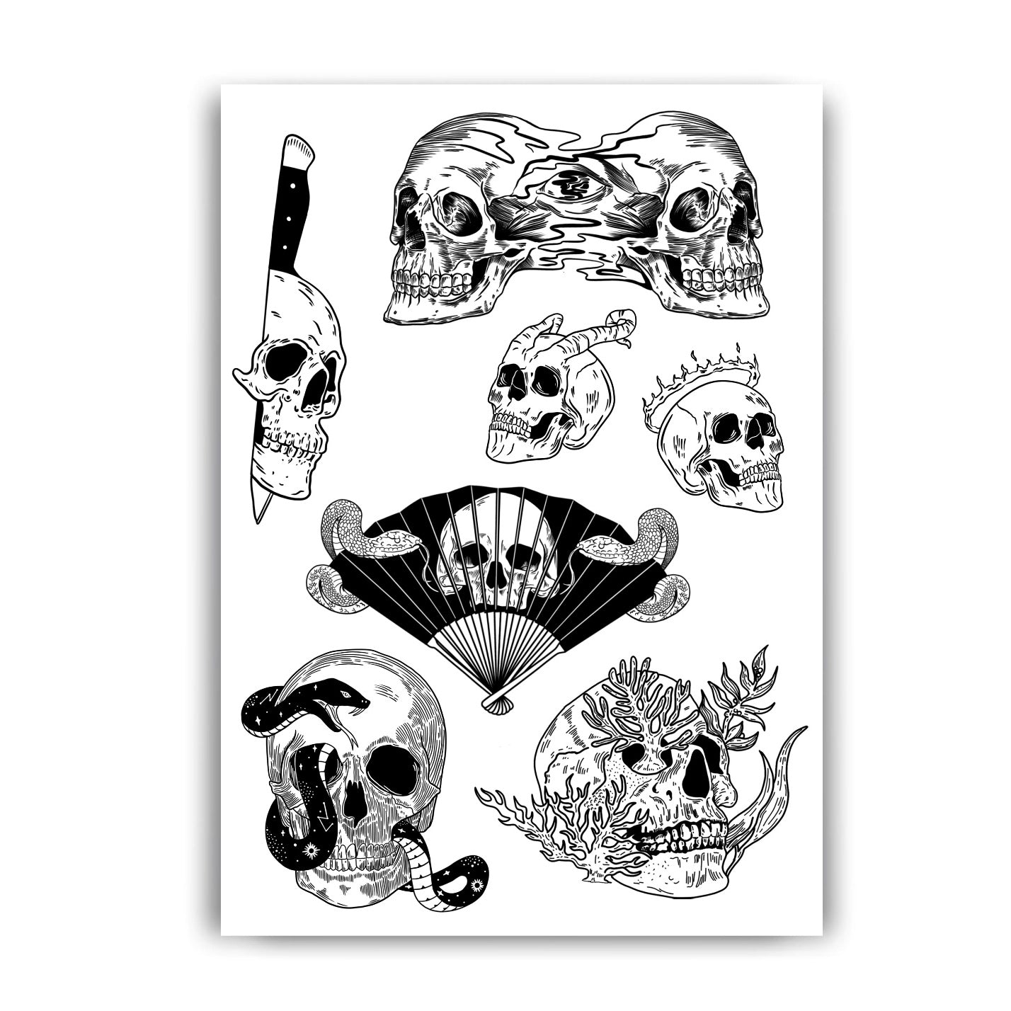 Skull Semi Permanent Tattoo Sheet