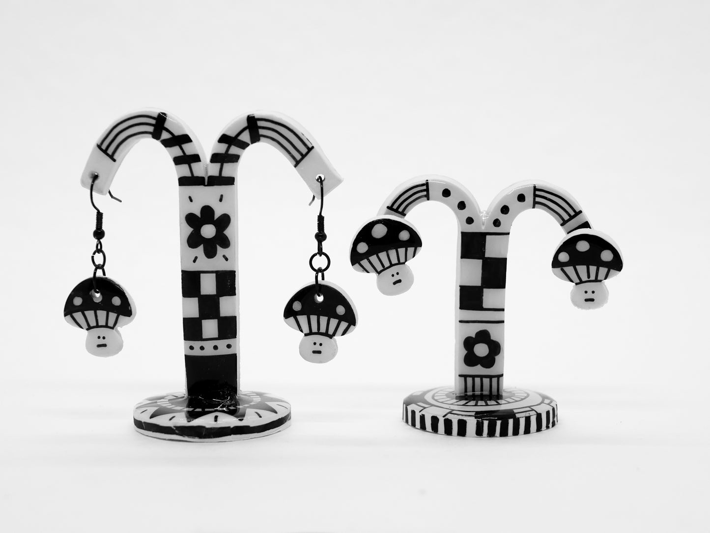 Mini Poker Face Mushroom Earrings