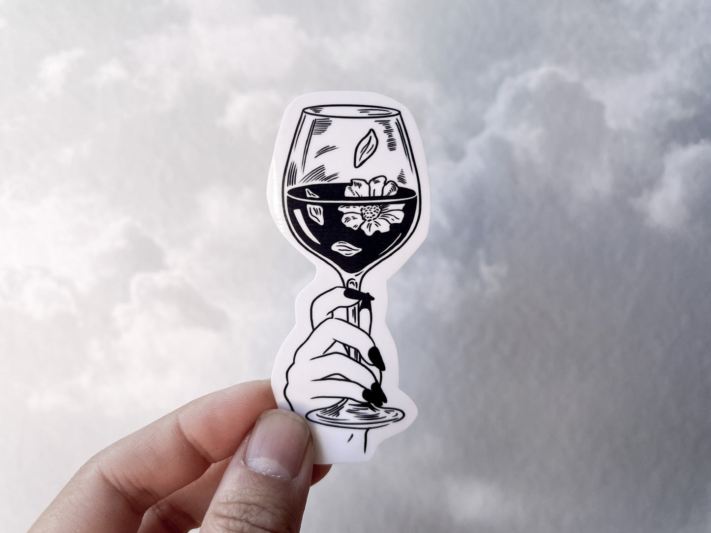 Hand Holding Wine Glass Sticker