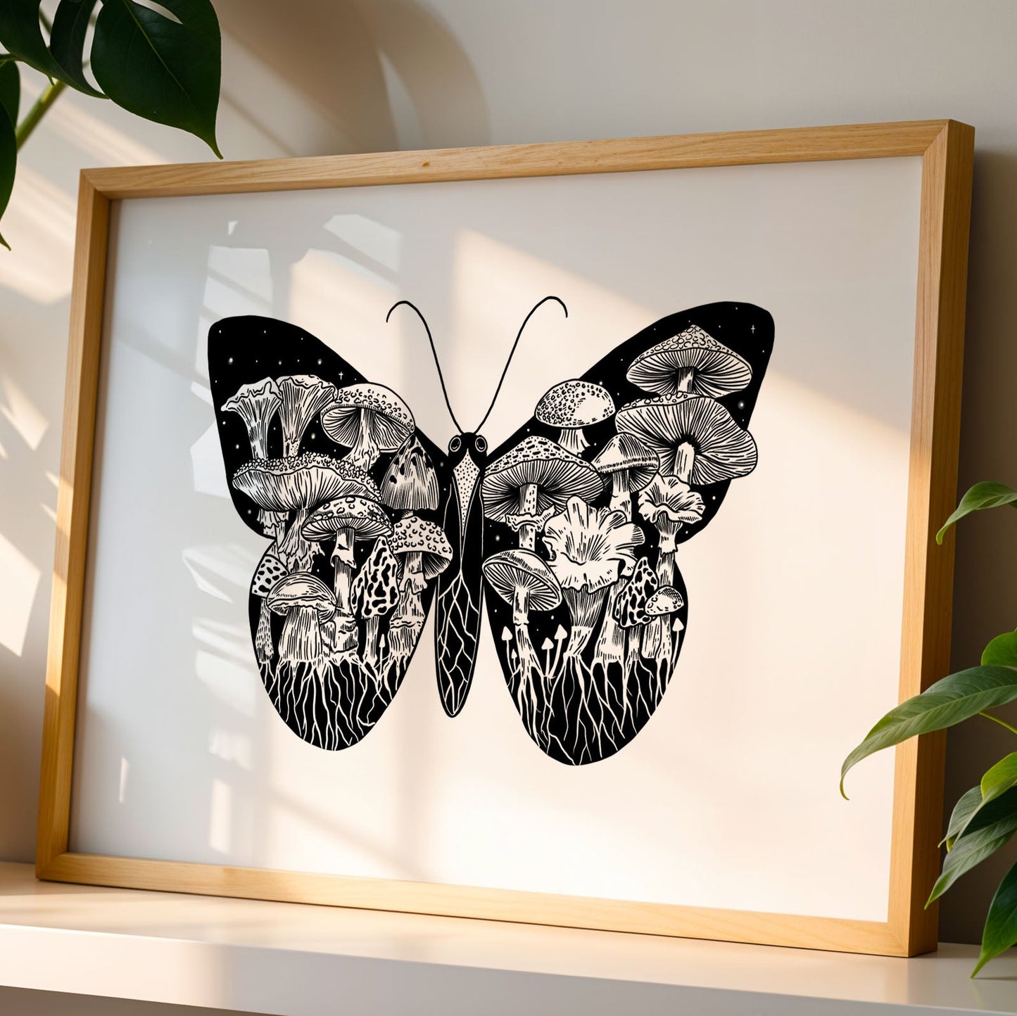 Mushroom Butterfly Art Print