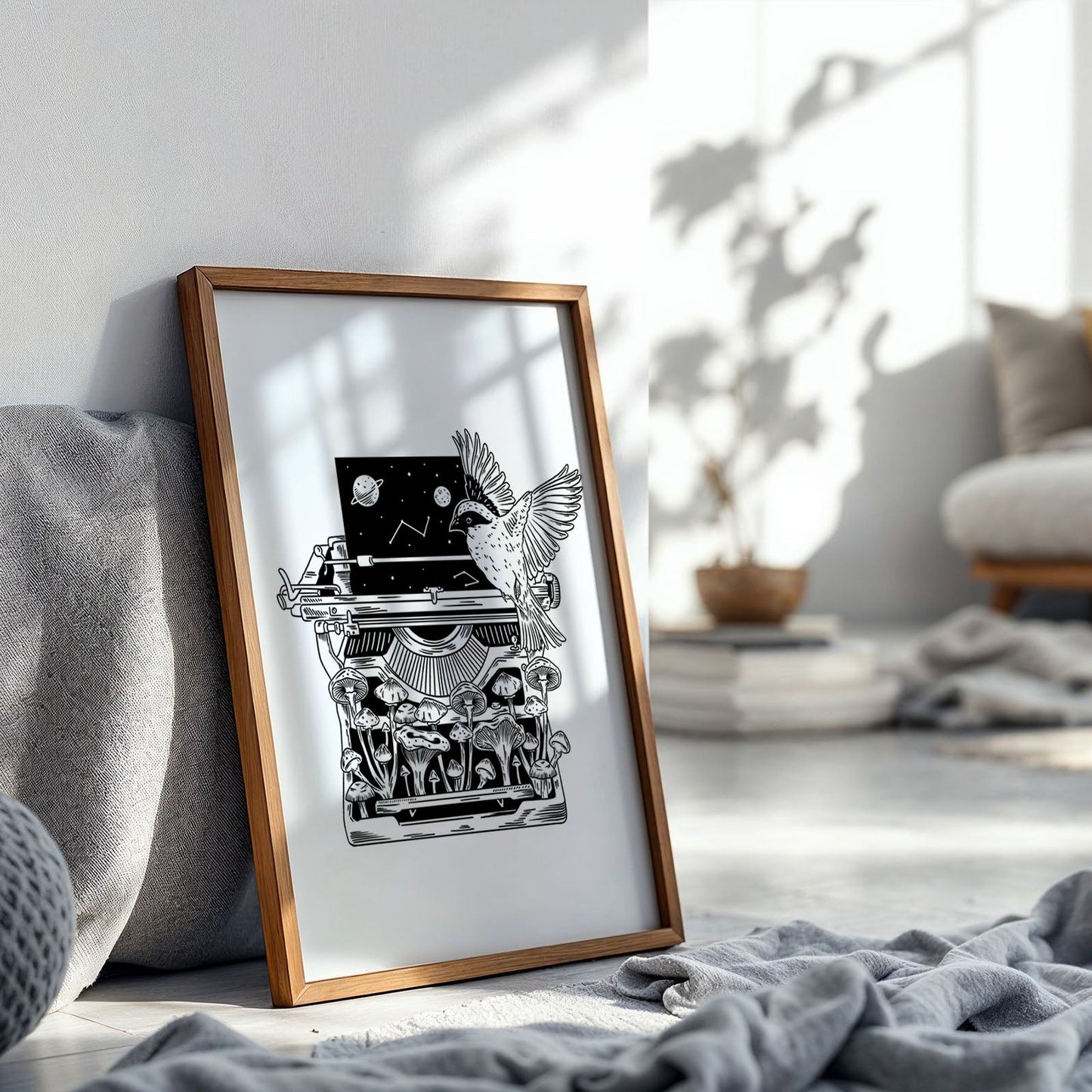 Mushroom Typewriter Art Print