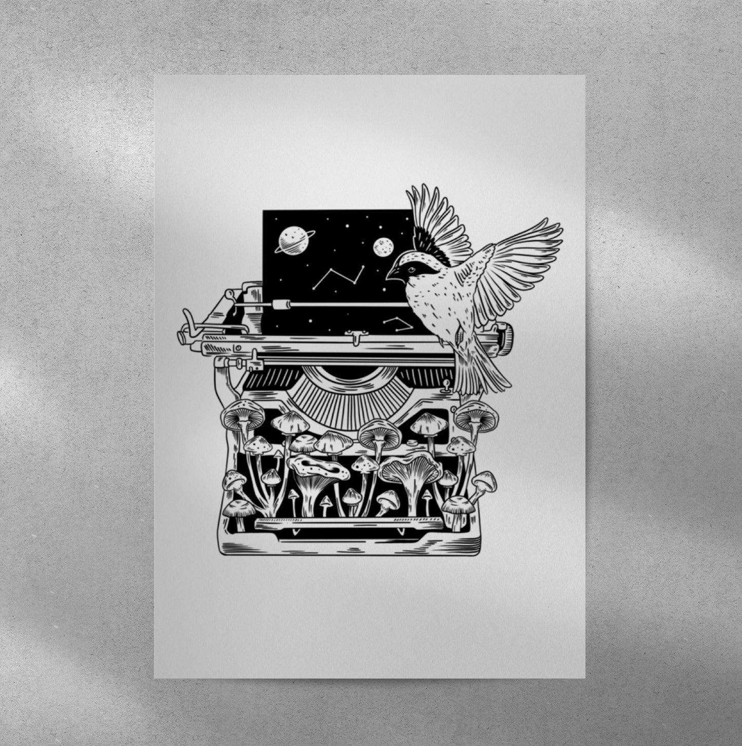 Mushroom Typewriter Art Print