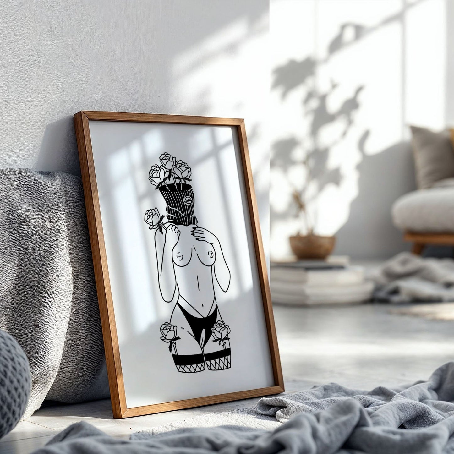 Naked Mask Girl Art Print