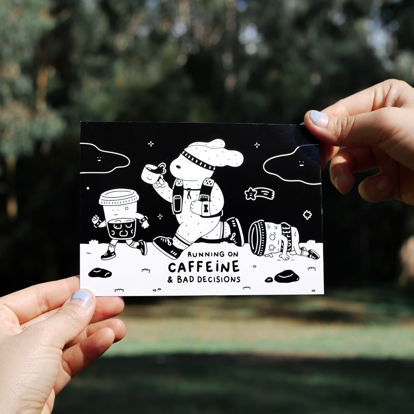 Running On Caffeine Postcard