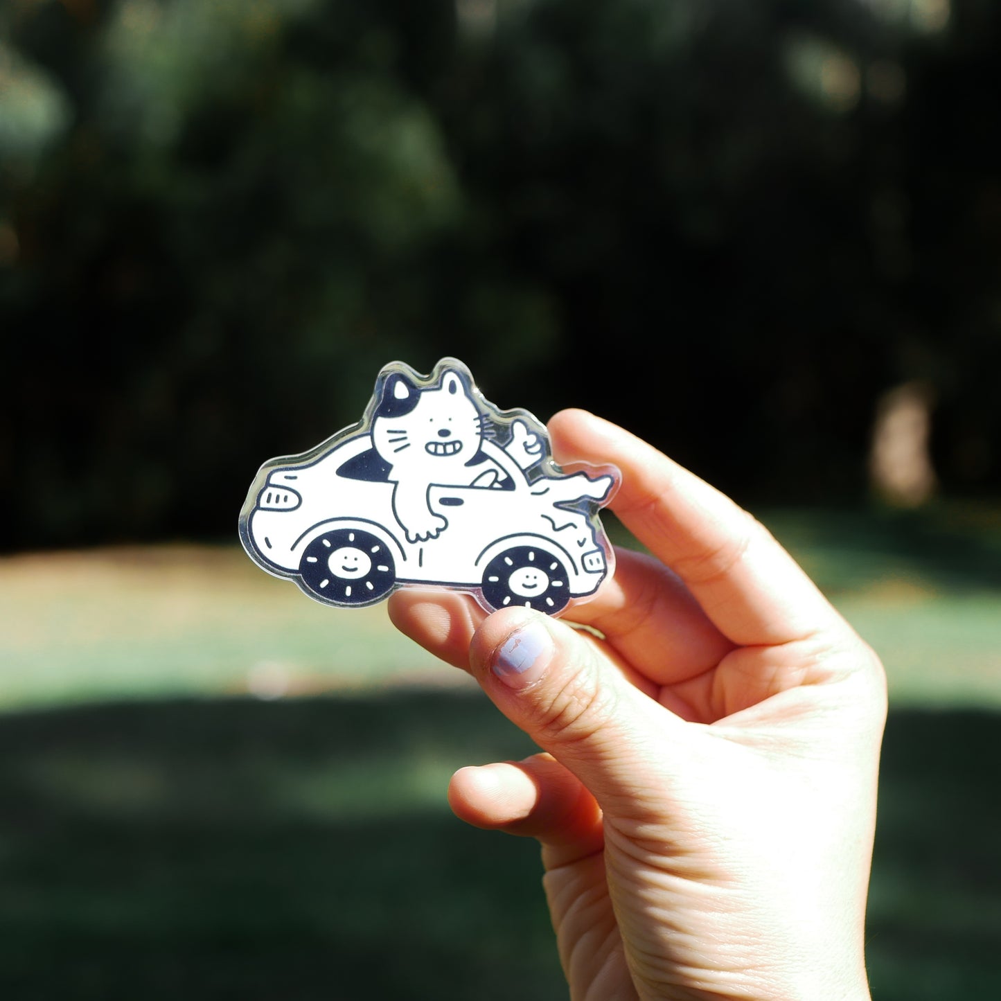 Driving Cat Acrylic Magnets
