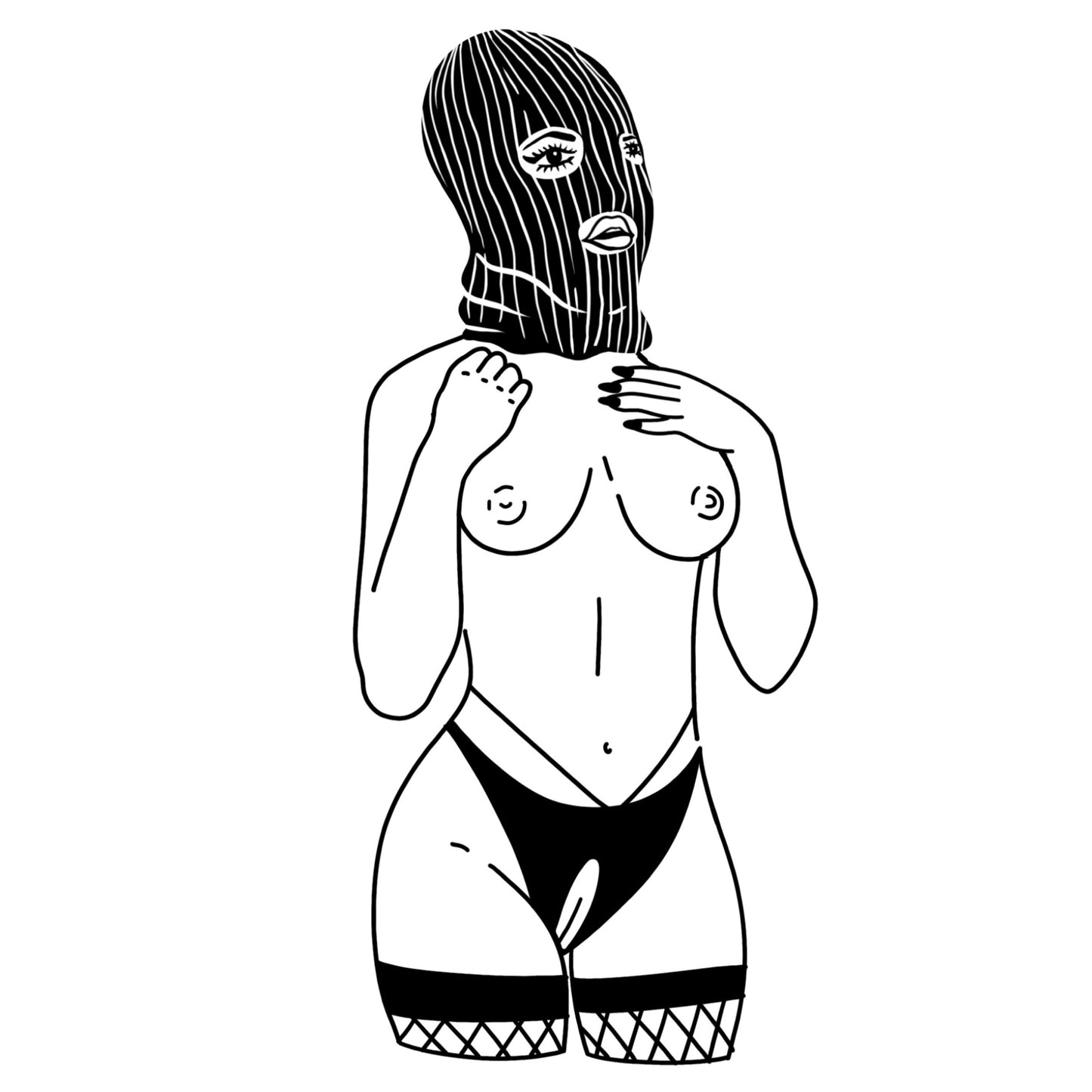 Naked Skii Mask Girl Sticker