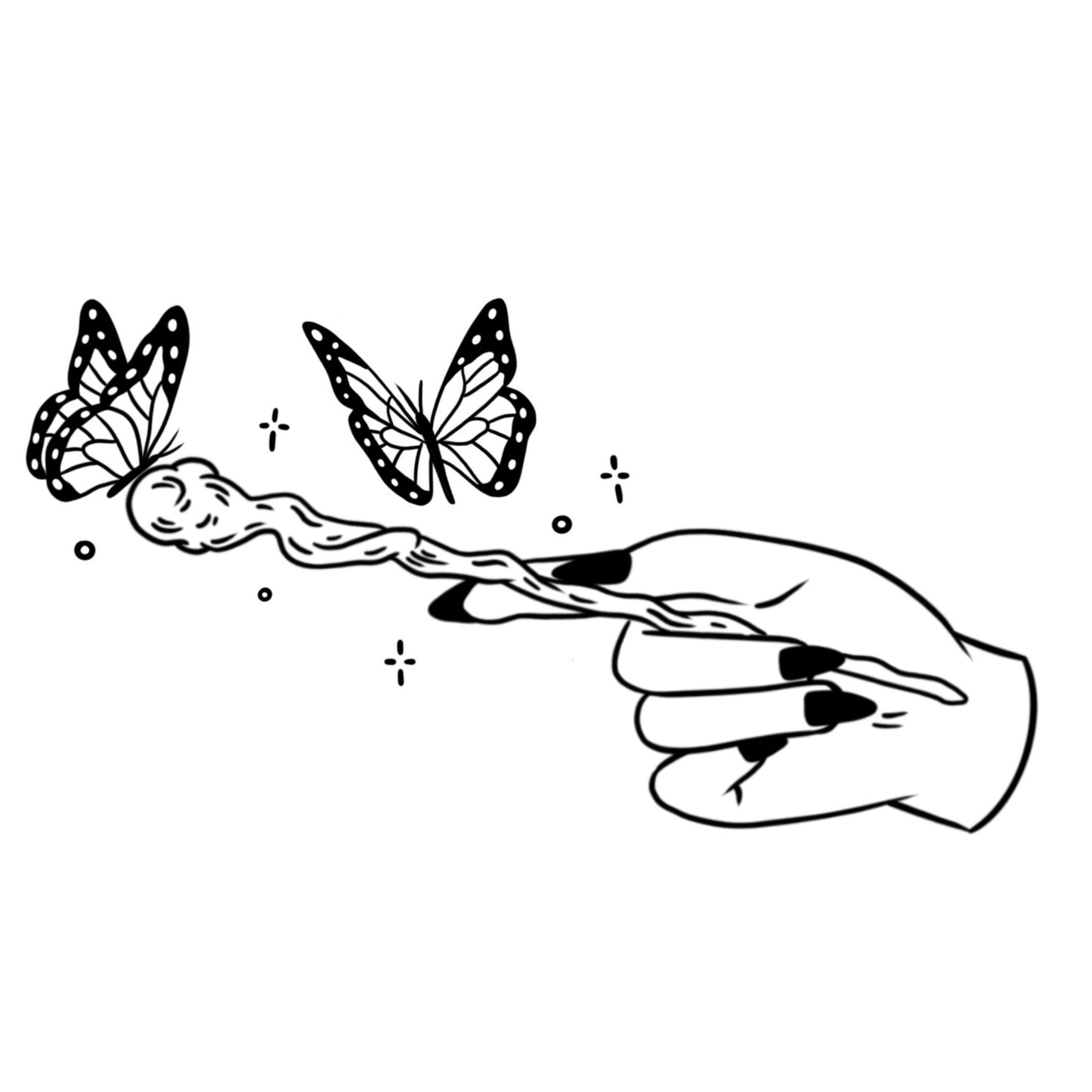 Hand Holding Butterfly Wand Sticker