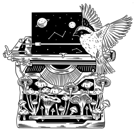 Mushroom Typewriter Sticker